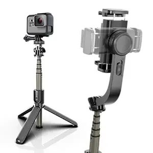 Gimbal Stabilizer for Smartphone tripod Accessories bluetooth tripod withRetractable Selfie Stick and Tripod 1-AxisMultifunction Remote 360°Automatic Rotation Auto Balance for iPhone/Android