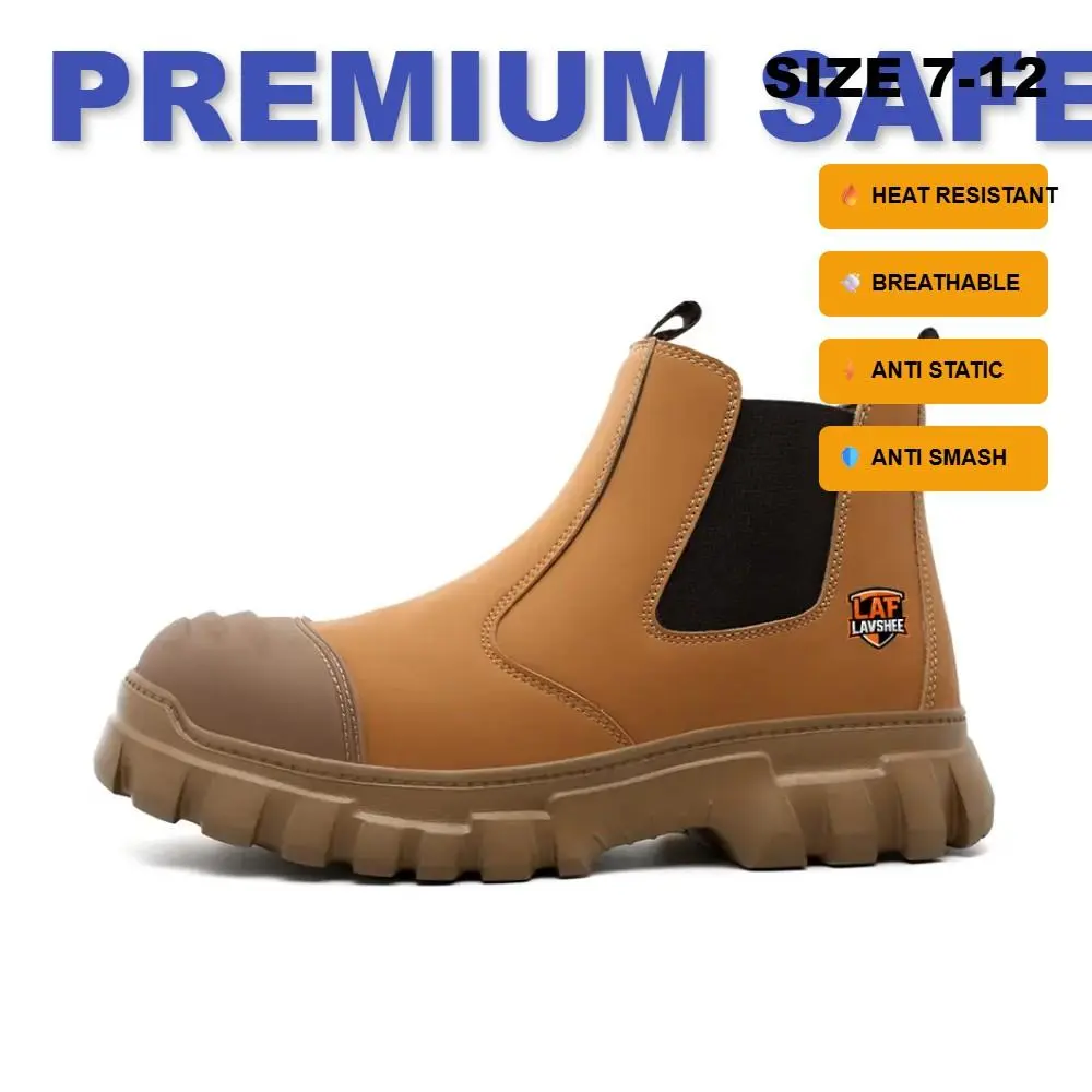 Lightweight Brown Safety Shoes for Men and Women, Steel Toe Work Sneakers, Anti Slip, Splash Proof, Puncture Resistant and Breathable for Long Shifts, Walking and Standing All Day
