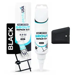 Tile Grout Repair Kit - Black Grout Filler, Triple Protection, Fast Drying Formula Restores and Renews Grout Lines (Black, 8.8oz / 250gr)