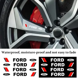4 Car Door Handle Stickers, Tire Mirror Style Decals, Truck Car Decal for Ford Fiesta Ecosport Ranger Mondeo Mustang Focus 2 3 4, Automotive Decoration Accessories