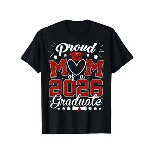 Proud Mom of A 2026 Graduate Senior Class Graduation T Shirt Unisex Fall Winter Halloween Christmas Thanksgiving Day Veterans Day Graduation Season Gifts for Family Friends and Coworkers