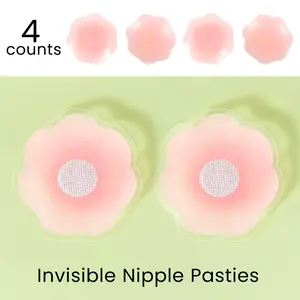 4 Counts Invisible Silicone Sticky Bra, Self-Adhesive Seamless Design, Prevents Slipping For Wearing