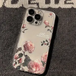 A Transparent And Thickened Space Shell Phone Case with a Stylish Rose Pattern, Compatible with Apple And Samsung.