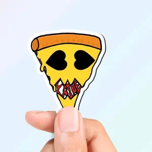 Cute and Spooky Cheese Pizza "Eat Me" Refrigerator Magnet with Heart Eyes