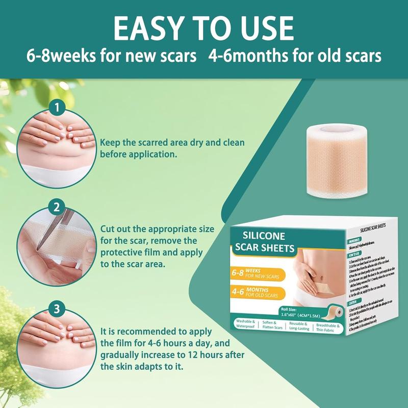 High-Efficacy Silicone Scar Reduction Strips – Medical Grade, Hypoallergenic & Reusable for Tummy Tuck & Surgical Recovery