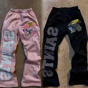 Y2K Vintage Streetwear Sweatpants Women  Hip-hop Patch Embroidered Casual Pants Fashion Black Jogging Pants Unisex Womenswear Bottoms