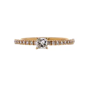 Pre-owned Cartier Etincelle de Cartier Ring 18K Yellow Gold with Princess Cut Diamond and Pave Diamonds by Rebag