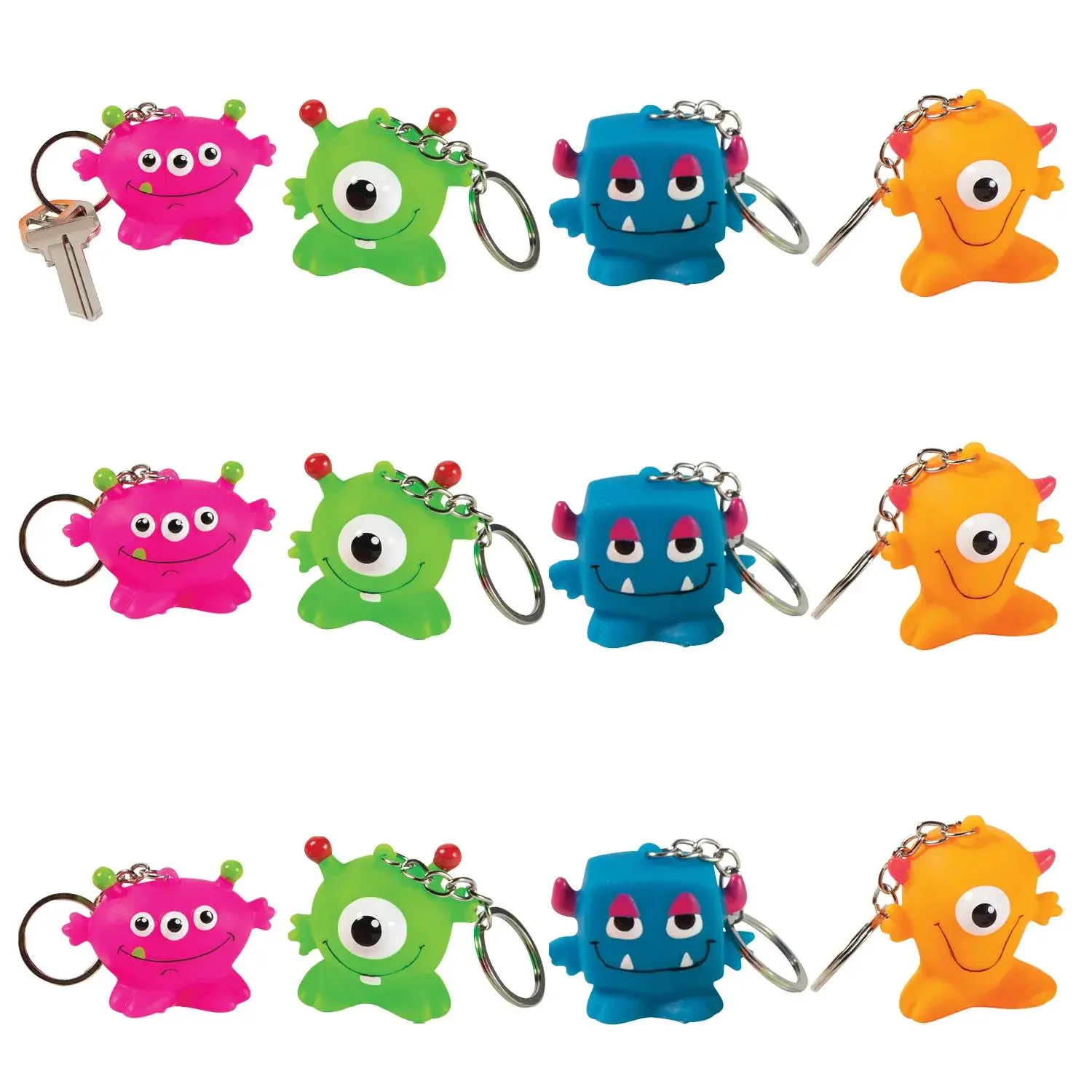 Colorful Monster Keychains - 12 Pc. for Halloween Fun