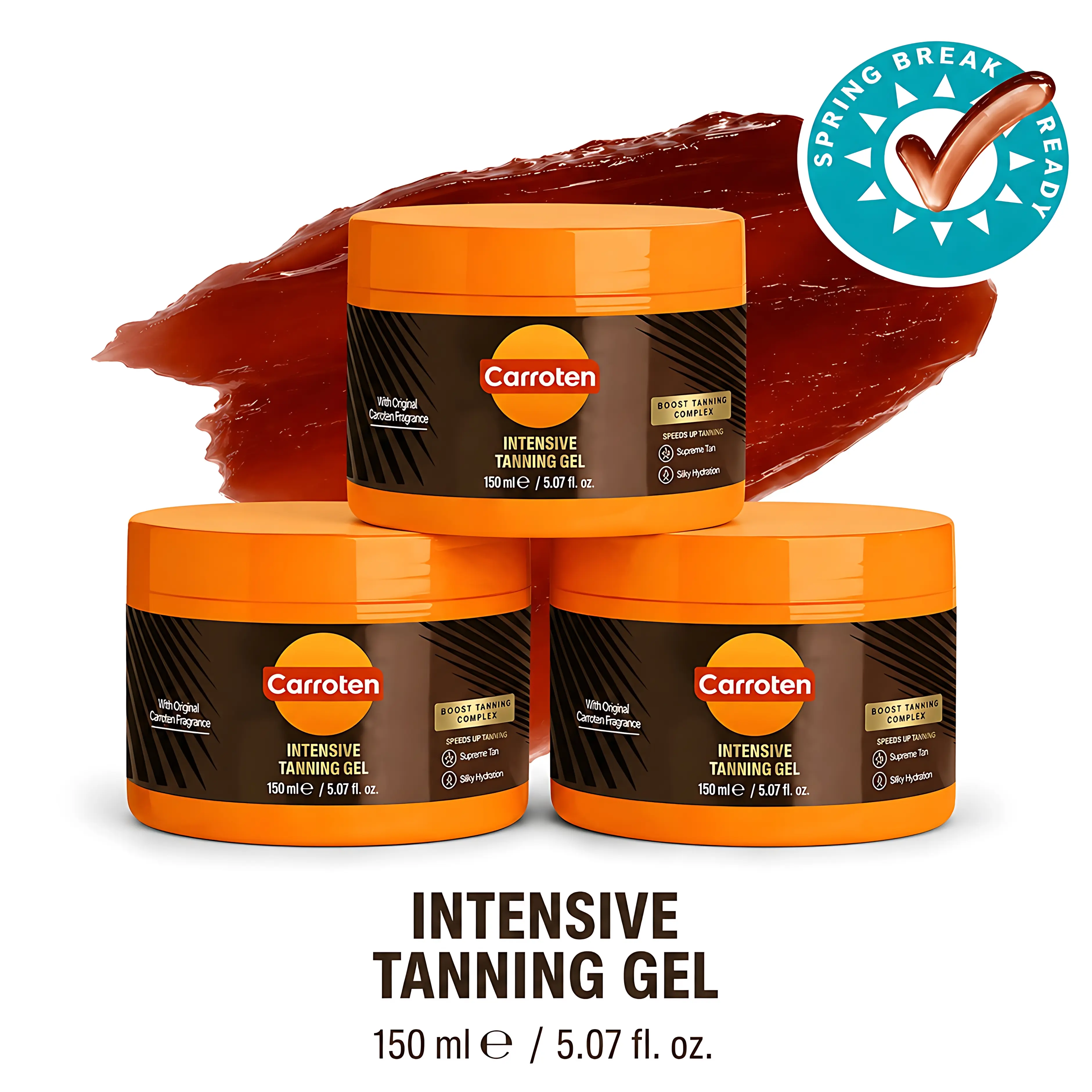 Carroten Intensive Tanning Gel | Browning Tan Accelerator | Non-Greasy, Water-Resistant with Carrot and Coconut Oil | Vitamin A & E For Moisture & Hydration | Made in Greece | 5 Fl Oz