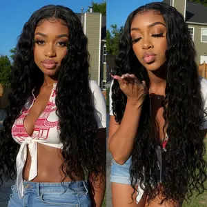 28INCH Deep Wave Lace Front Wigs Human Hair with Baby Hair 13x4 HD Full Lace Front Wig 180% Density Deep Curly Human Hair Wig Natural Color for Women