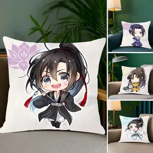 New Arrival Mo Dao Zu Shi Pillow Case Double-Sided Printed Soft Short Plush Sofa Cushion Covers | Polyester & Breathable, Invisible Zipper, Mite-Resistant, Durable | Ideal for Sofa, Bedroom, Car & Kids Gift