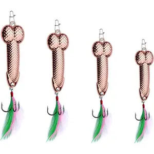 Gag Fishing Lures Set Metal Luminous Sequin Spoons Funny Top Water Bass Fishing Lures Fishermen Gear Spinner Baits Freshwater Saltwater Equipment Fishing Hook for Fishing Lover Men