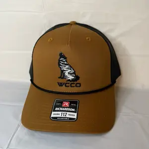 Richardson Original 12 Trucker Adjustable Hat with Wolf Logo Brown & Black Mesh Cap