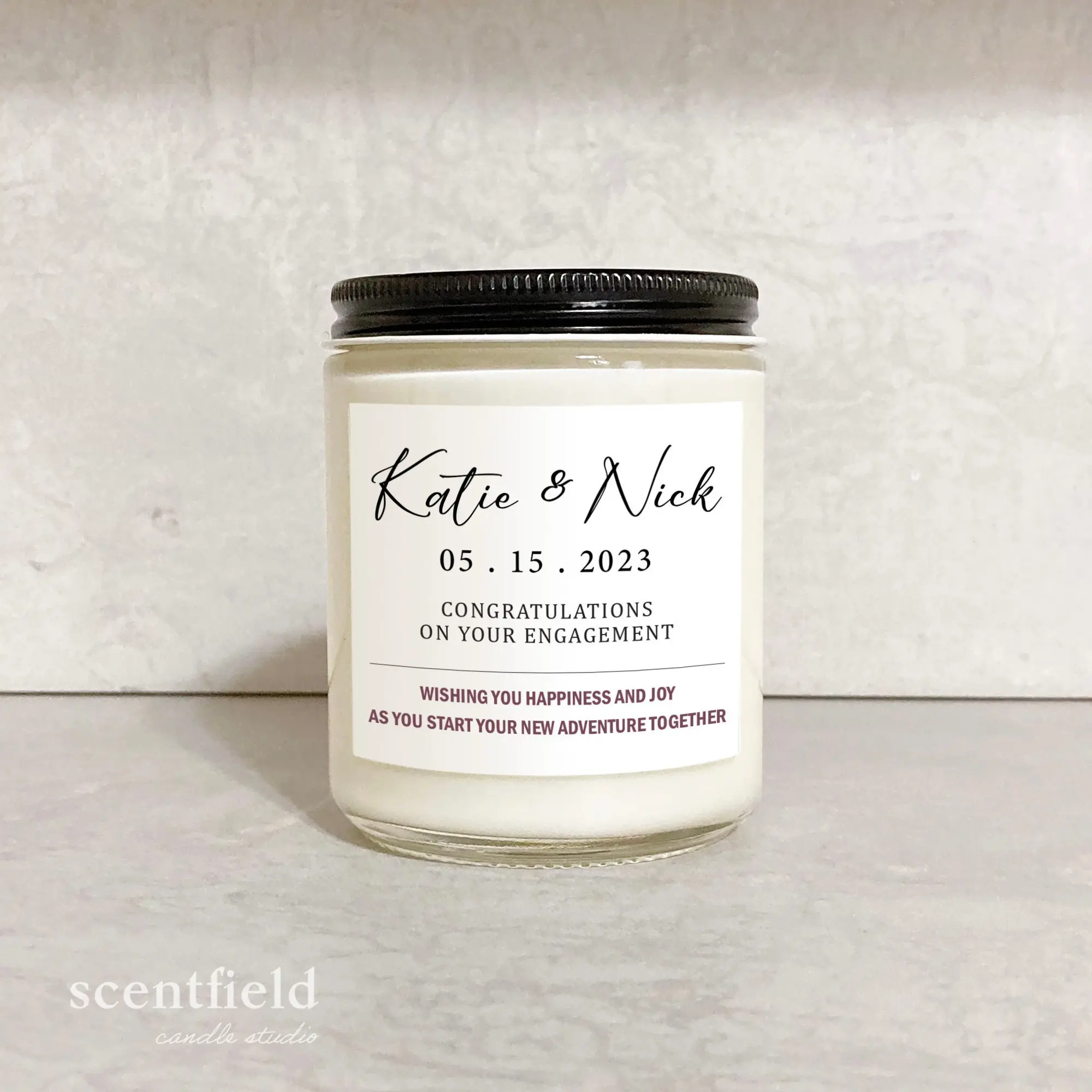 Personalized Engagement Candles for Couples, Wedding Congrats Gift For Bride and Groom, Bridal Shower Party Gifts Scented Soy Candle