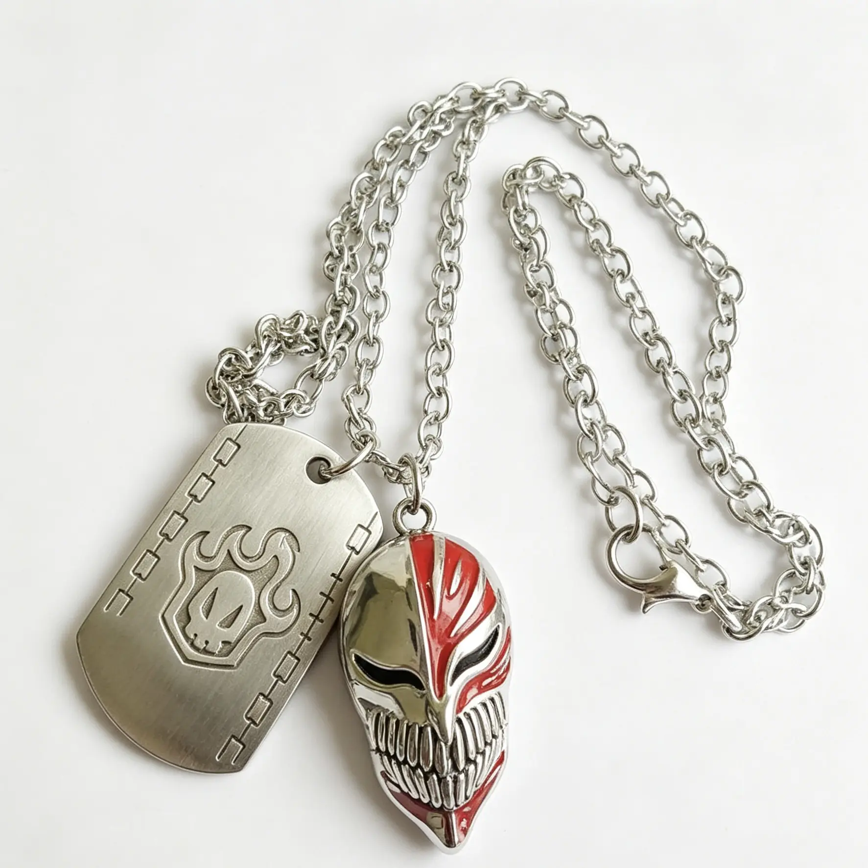Bleach Anime Necklace Keychain Kurosaki Ichigo Mask Double Pendant Fashion Jewelry Cosplay Accessories Fans Gift