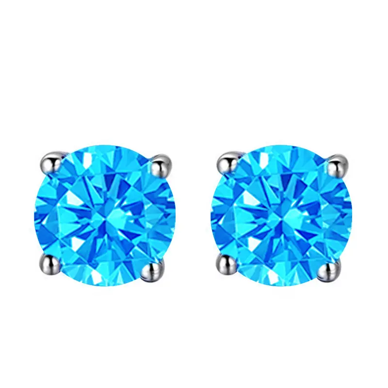 Blue Tanzanite Sparkling Earrings Silver Needle - European and American Elegant Luxury - Banquet, Vacation, and Daily Wear Blue Tanzanite Sparkling Earrings Silver Needle - European and American Elegant Luxury - Banquet, Vacation, and Daily Wear