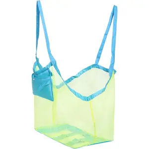 Classic Mesh Beach Toy Tote Bag, Foldable Large Kids Toy Storage Bag for Toys Shells Clothes Towels When Playing on Beach