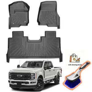 Canvcle Heavy Duty TPE Floor Mats Fits 2017-2026 Ford F250/F350/F450 Super Duty Crew Cab, Odorless Eco-Friendly Anti-Slip All Weather Car Mats, Buy Now Get Free Cleaning Brush