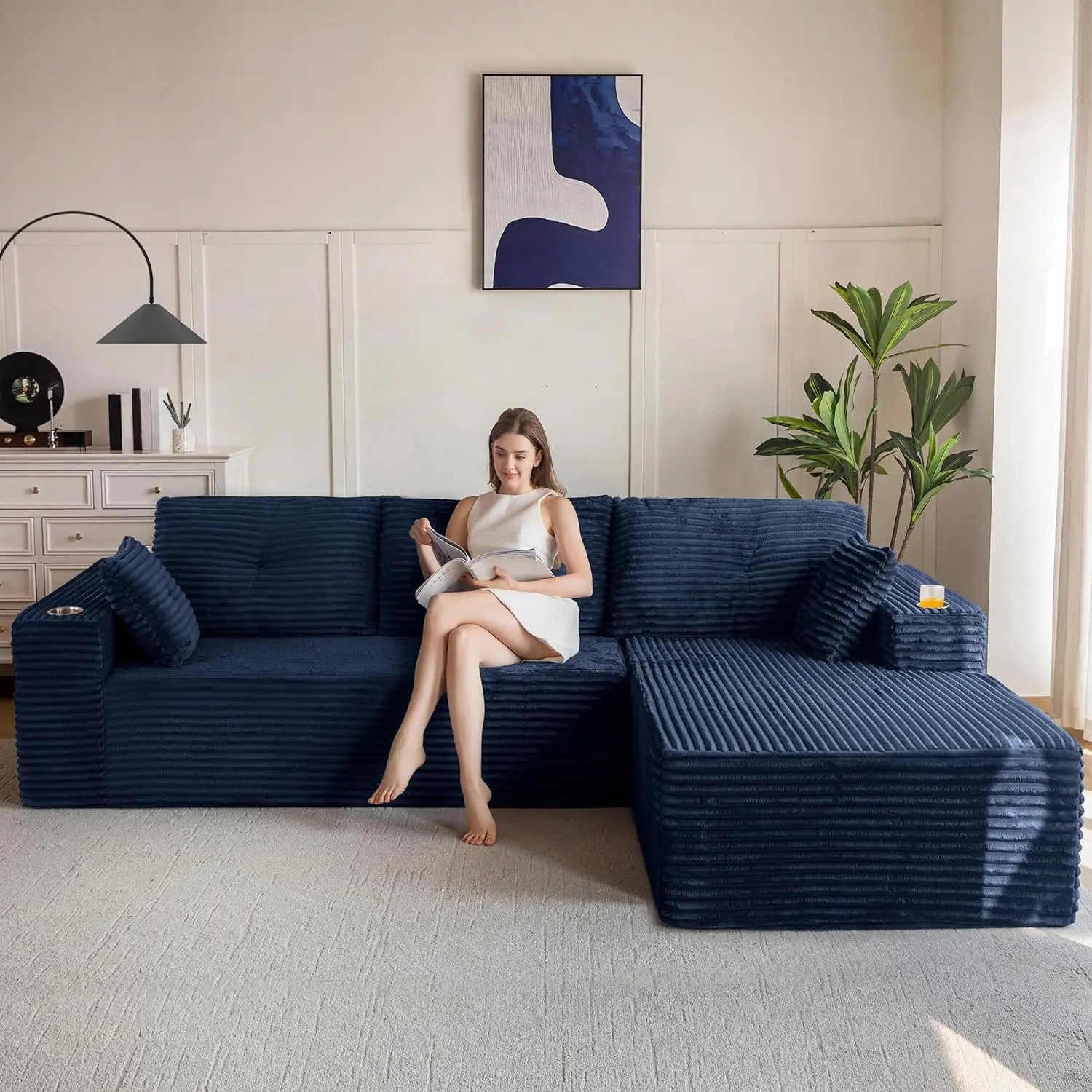 Navy-Right Facing Chaise