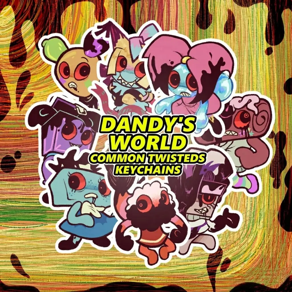 Dandy's World Common Twisteds Keychains - Boxten, Brusha, Cosmo, Looey, Poppy, Shrimpo, Tisha, Yatta Roblox Keychain - Cute Keyrings Birthday Gifts – Cute Acrylic Keychain Charms, Perfect Gift for Fans & Collectors