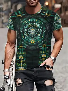 Men's Mexican Bold 3D Print Street Style Short Sleeve Round Neck Fitted T-Shirt, Casual Party Wear, Gift Idea