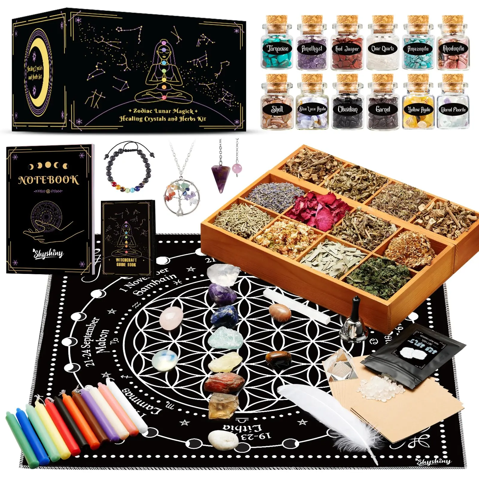 VIRCHE Healing Collection 2023 セット 80 Pack Witchcraft Supplies Kit, Witch Starter Kit for Beginners
