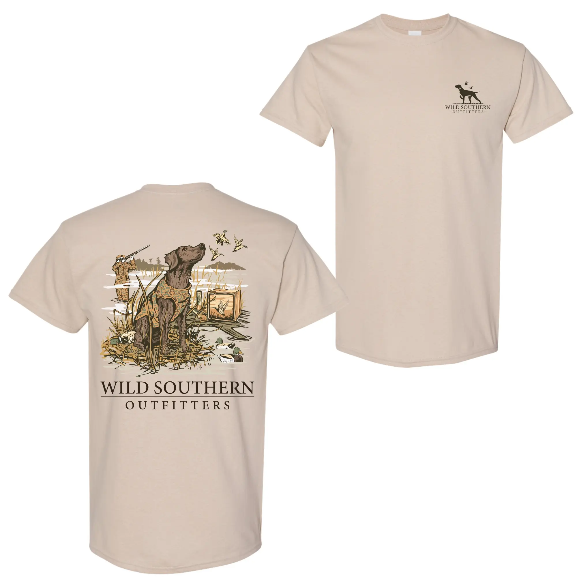 Wild Southern Outfitters Duck Hunting T-Shirt, Hunting Dog T-Shirt, 2-sided Graphic Tee, Casual Everyday Wear for Men and Women#streetwear tees#oversized tee#outfit of the day#teeshirts