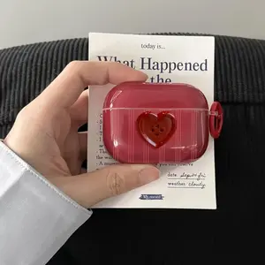 Heart Button Design Earphone Case for AirPods 2 3 4 Pro Pro 2 New Pro 3 iPhone, Protective Cover, Stylish Accessory, Protection