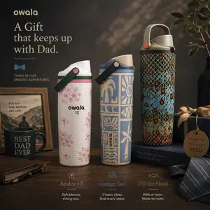 [Limited Free Gift Included] Owala FreeSip Sway 30oz Water Bottle – Off the Hook, Azalea 13 & Vintage Surf Gift for Dad, Insulated Leak Proof Stainless Steel Tumbler, Gift for Dad