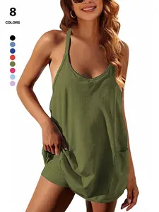 Women's Summer Mini Dress, Casual Athletic Tennis Dress with Shorts, Sleeveless Sporty Design, Perfect for Active Wear & Outdoor Activities