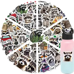 50pcs Cute Raccoon Graffiti Stickers - DIY Decals for Tablets, Luggage, Notebooks, Waterproof Removable Stickers for Children, Funny Stickers