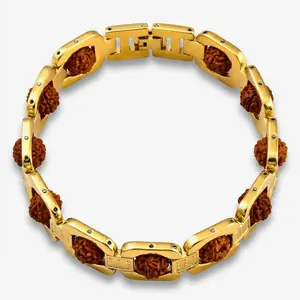 Sacred Golden Rudraksha Bracelet | 5 Mukhi Spiritual Jewelry | Positive Energy & Prosperity | Perfect for Meditation & Yoga | Ideal Gift