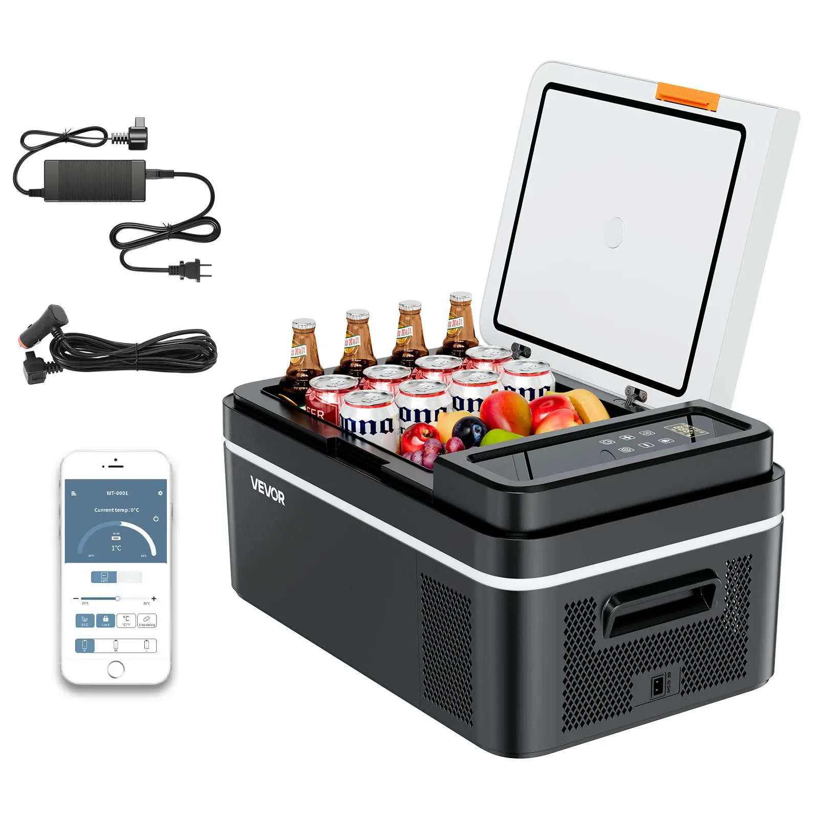 【Summerfinds】VEVOR Car Refrigerator, DC 12/24V AC100-240V Compressor Electric Cooler, -4 ° F to 68 ° F Car Fridge with APP Control, 21 QT Cars Freezer for RVs, Campsites, Boats, Camping, Fishing, 60W Portable Freezer Ice Box