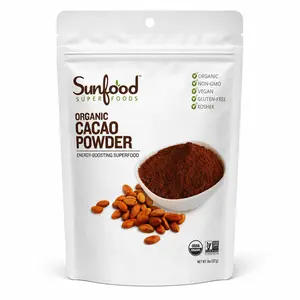 Sunfood Superfoods Organic Raw Cacao Powder with Natural Ingredients, 8 oz Pure Chocolate Powder for Chocolate & Malted Drinks