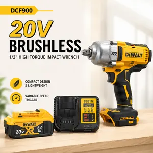 DEWALT DCF900 20V Brushless Cordless 1/2" ImpactWrench 850N-m High Torque 6.0Ah Li-ion Multi-Speed forAutomotive Repair Industrial Maintenance Pro
