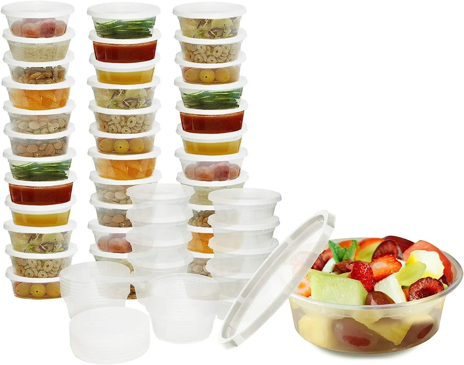 8 oz Round Deli Food/Soup Storage Containers w/ Lids Microwavable Clear Plastic