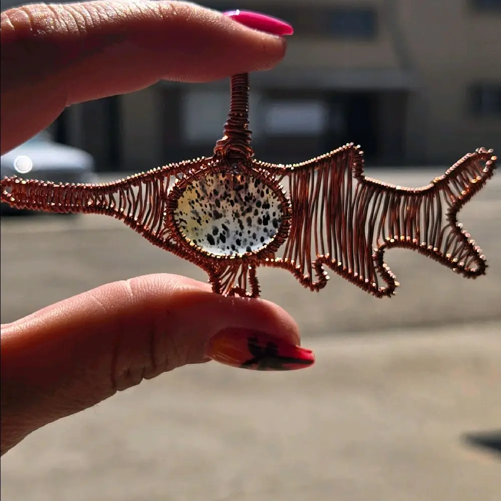 Montana Agate Paddlefish wire wrap pendant