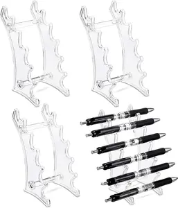 4Pcs/Set Plastic Pen Holder,6-slots Display Stand Eyebrow Pen Stand,Makeup Brush Rack Organizer for Home School and Office Use,New Year Gifts,Hand Tools Kits