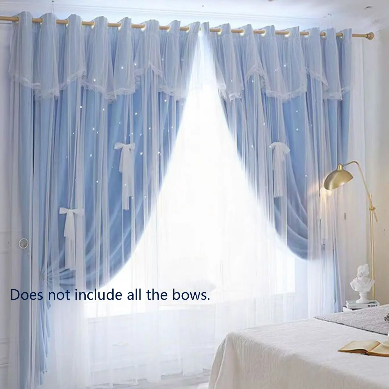 French Romantic Double Layer Hollow Star Light Blocking Curtain Window Curtain, Living Room Bedroom Balcony Study, Fashion Trend, Draped Curtains, Window Drapes, Home Decorative Curtain