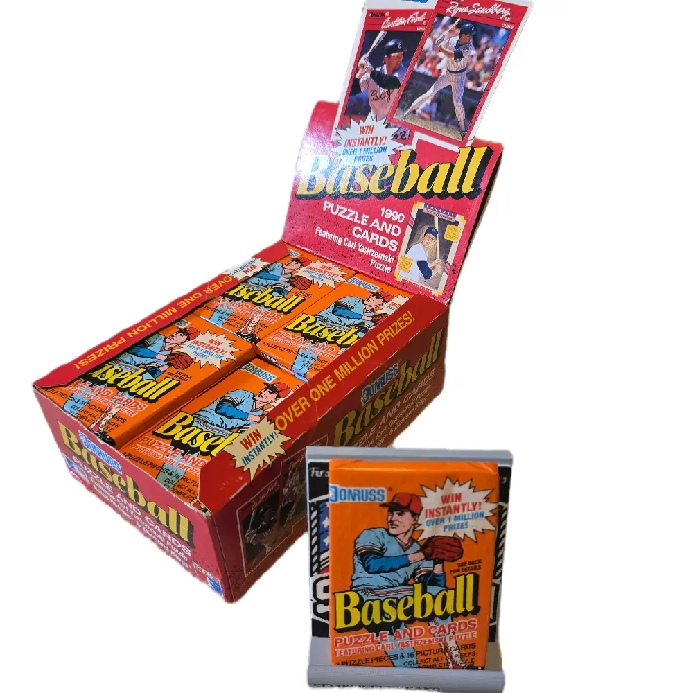 1990 Donruss Baseball trading cards. Single Pack. 16 player cards and 3 puzzle cards per pack.
