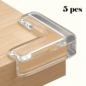 5 Pcs Transparent Silicone Anti-Collision Corner Set, Power Socket and Table Edge Safety Protector, Durable and Flexible Design
