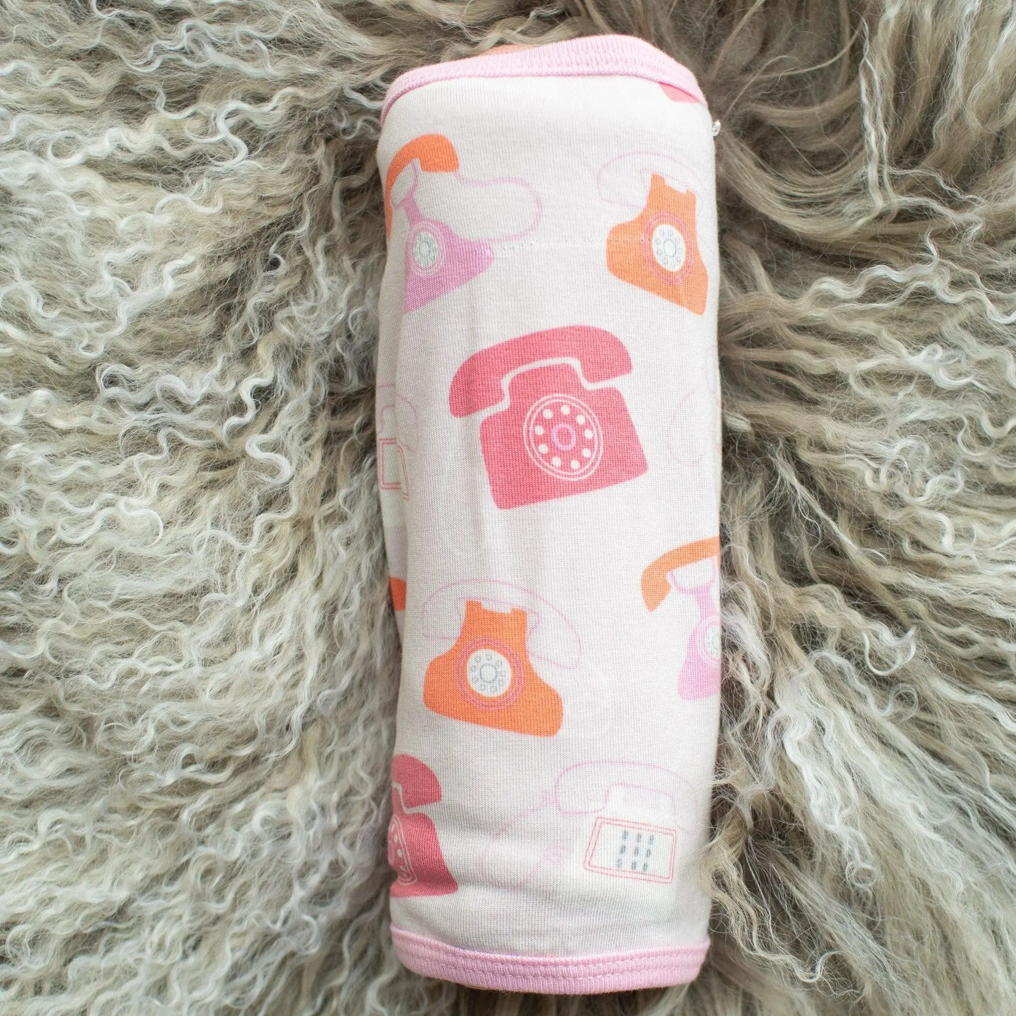 Bestaroo Pink Telephone Swaddle Lenzing Micromodal Stretch Baby Swaddle Blanket, Super Soft Breathable Wrap, Multi Use (Swaddle, Nursing, Stroller Cover), Pink, 38 x 38 in