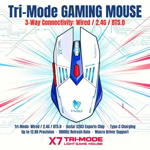 T-WOLF X7 Silent Wireless Mouse | Gaming & Office | Tri-Mode | 12.8K Precision