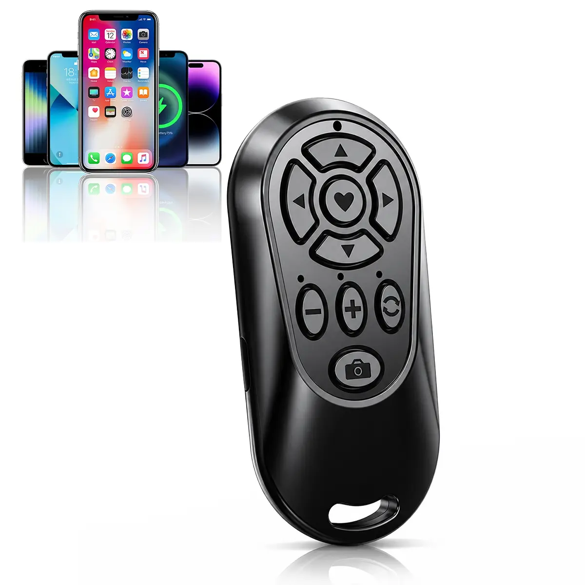 Wireless Bluetooth Remote Controller for iOS & Android – Control TikTok Scrolling, Camera, Video & Kindle App, Black
