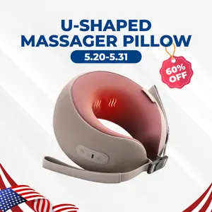 CINCOM U-Shaped Neck Massager Pillow (Mocha Coffee) – Neck Shoulder Relaxer, Cervical Support, 360° Memory Foam, Soothing Heat, Kneading, Cordless Rechargeable Portable, Selfcare Massage Device, Mothers Day Gift for Women