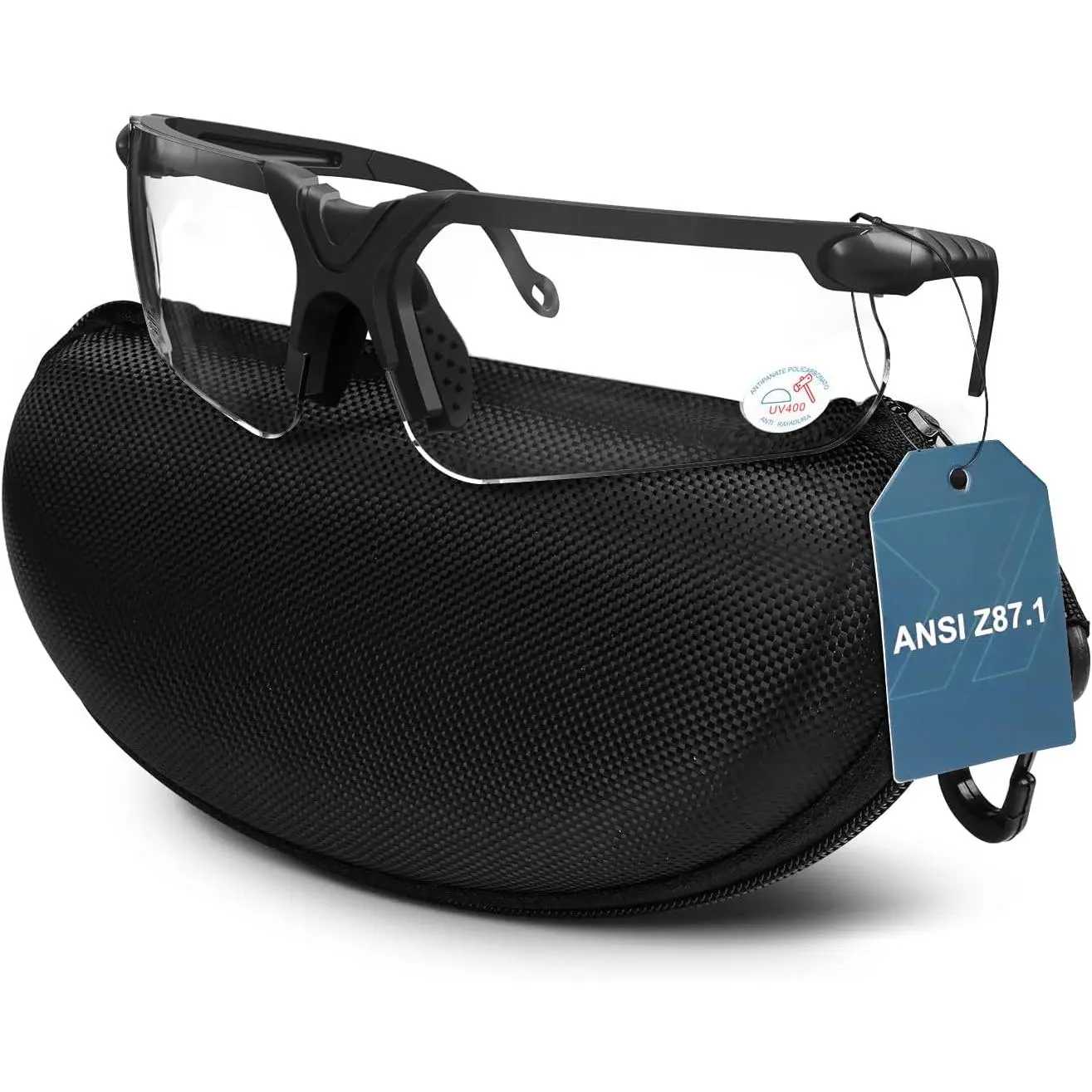 Adults' Anti-Fog Shooting Safety Glasses with Polycarbonate Lens, Lightweight Frame, Adjustable Nose Pieces, Maximum Protection & Storage Case, Side Vision