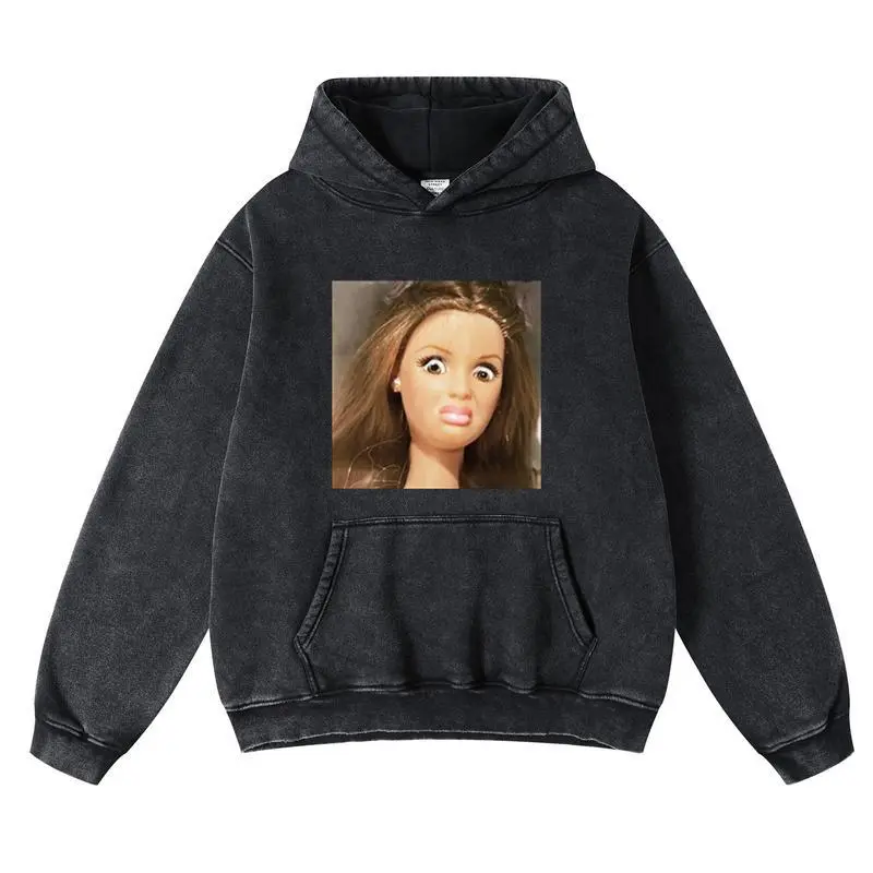 Women's Oversized Unisex Vintage Hoodie - Acid Wash Style Pullover Garment, Heavyweight Cotton Soft Fleece, Distressed Casual Sweatshirts, Ribbed Details, Long Sleeves, Menswear Print, Warm Retro Clothes 100801, Longsleeves, Fabric, Aged Effect