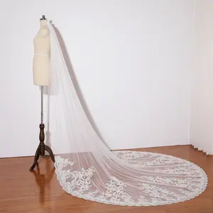 Gorgeous floral lace wedding veil chapel length, Elegant ivory wedding veil with comb, Handmade lace wedding veil, Single tier cathedral veil, Romantic fairy bridal veil