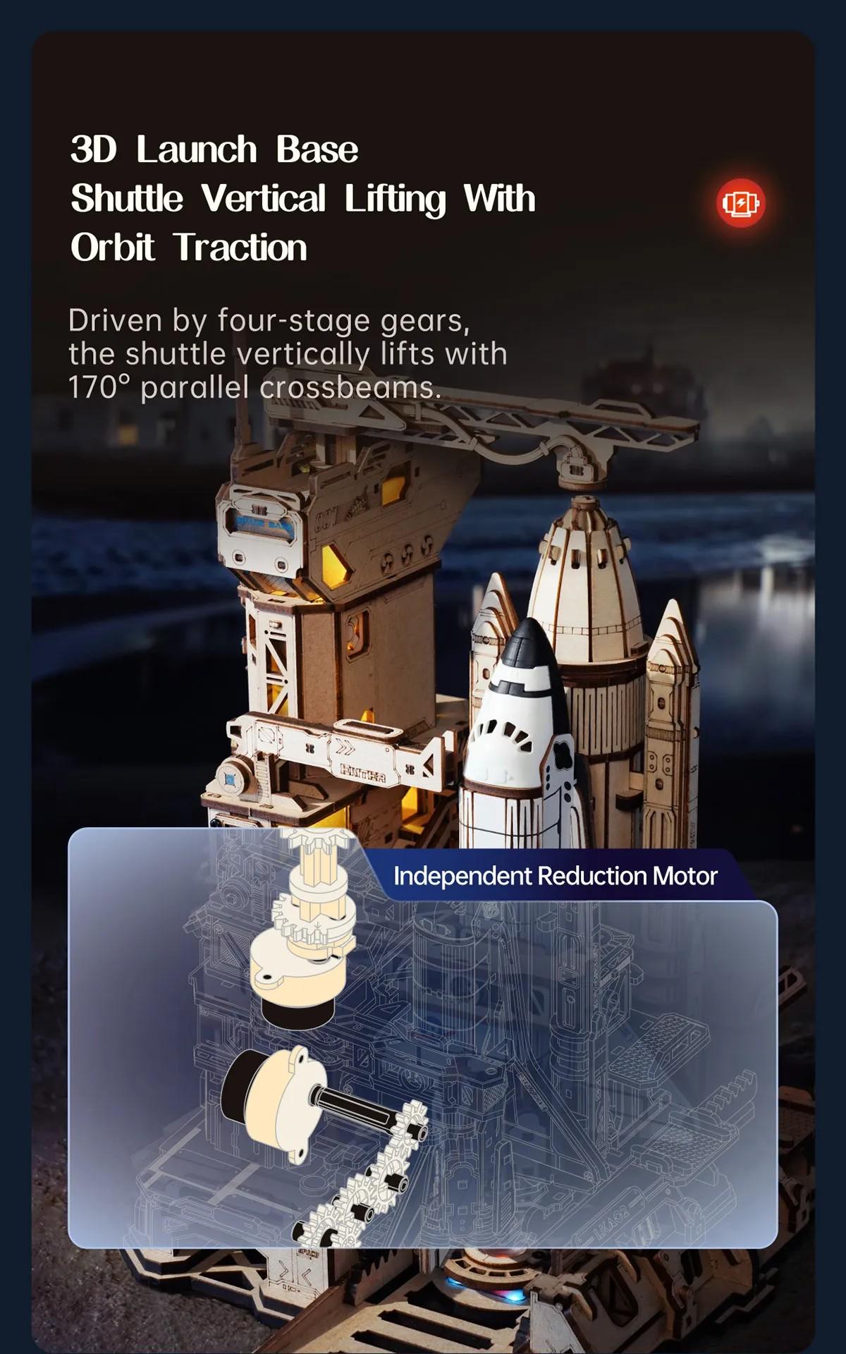 ROKR Space Shuttle LKA02 - Wooden 3D Puzzle Kit, Father's Day Gift Ideas