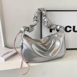 Cloud Bag 2025 New for Summer Pleated Dumpling Bag, Soft Leather Large Capacity Hobo Bag Shoulder Bag, Gym Bag